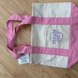 Trader Joe's Mini Pink and Cream Canvas Tote